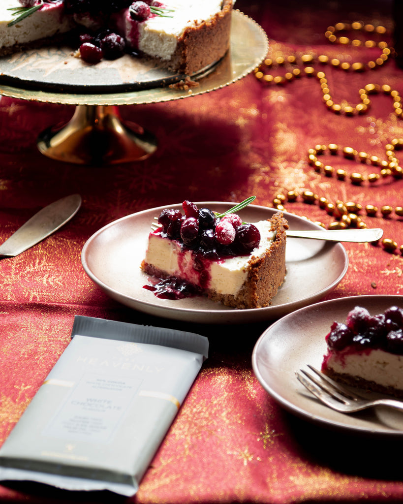 Vegan White Chocolate Cheesecake with Cranberries-in Wine